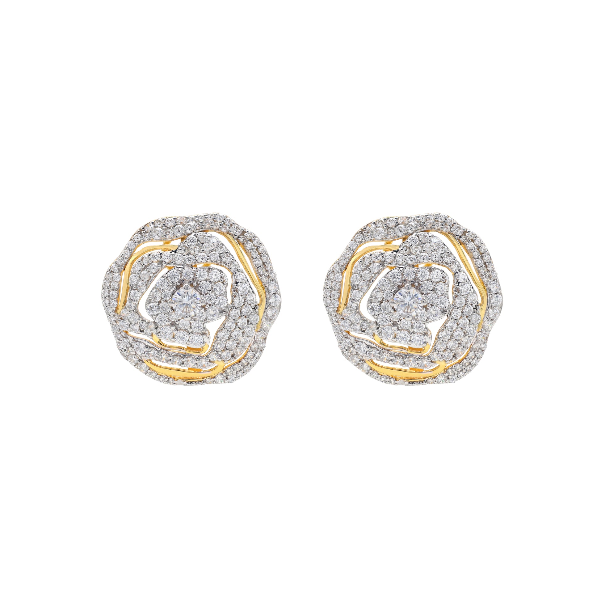 925 Silver Yellow Gold Plated Cubic Zirconias Earring 