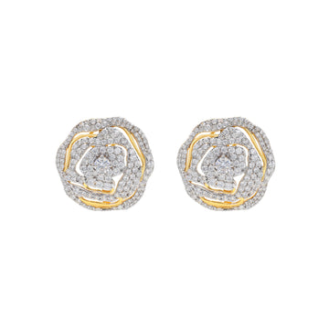 925 Silver Yellow Gold Plated Cubic Zirconias Earring 