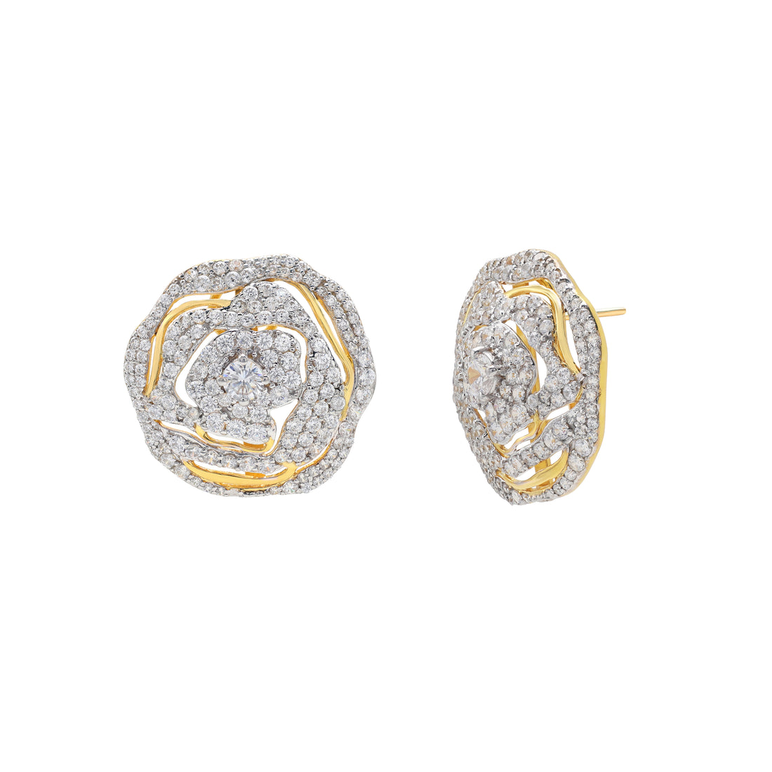 925 Silver Yellow Gold Plated Cubic Zirconias Earring 