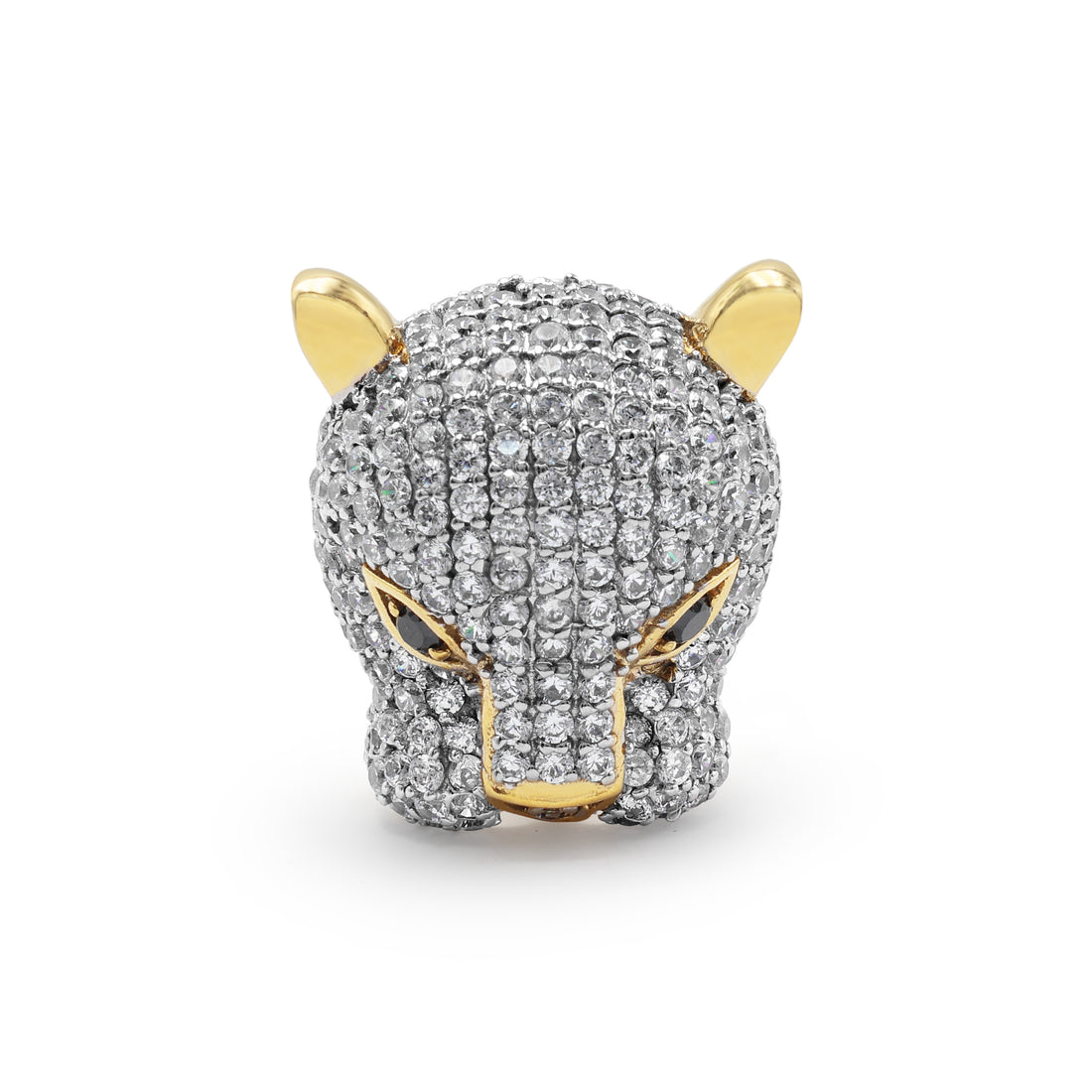 925 Silver Yellow Gold Plated Cubic Zirconias Panther Brooch