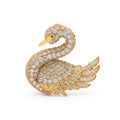925 Silver Yellow Gold Plated Duck Shaped Cubic Zirconias Brooch