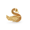925 Silver Yellow Gold Plated Duck Shaped Cubic Zirconias Brooch Back View