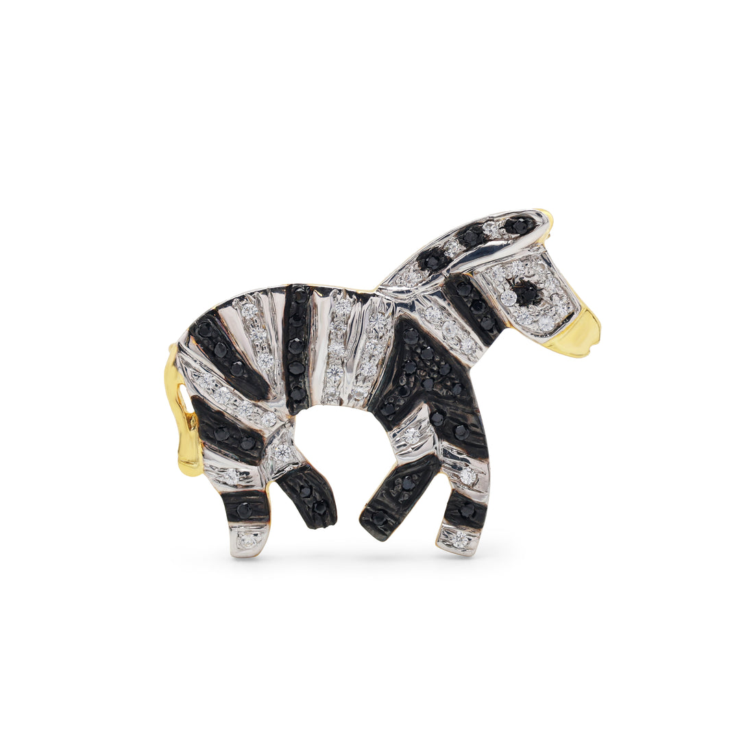 925 Silver Zebra Brooch | Cubic Zirconia & Black Spinel Stones