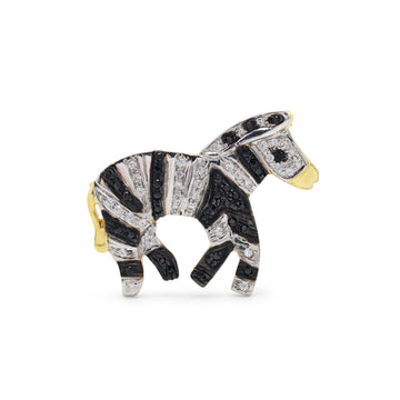 925 Silver Zebra Brooch | Cubic Zirconia & Black Spinel Stones