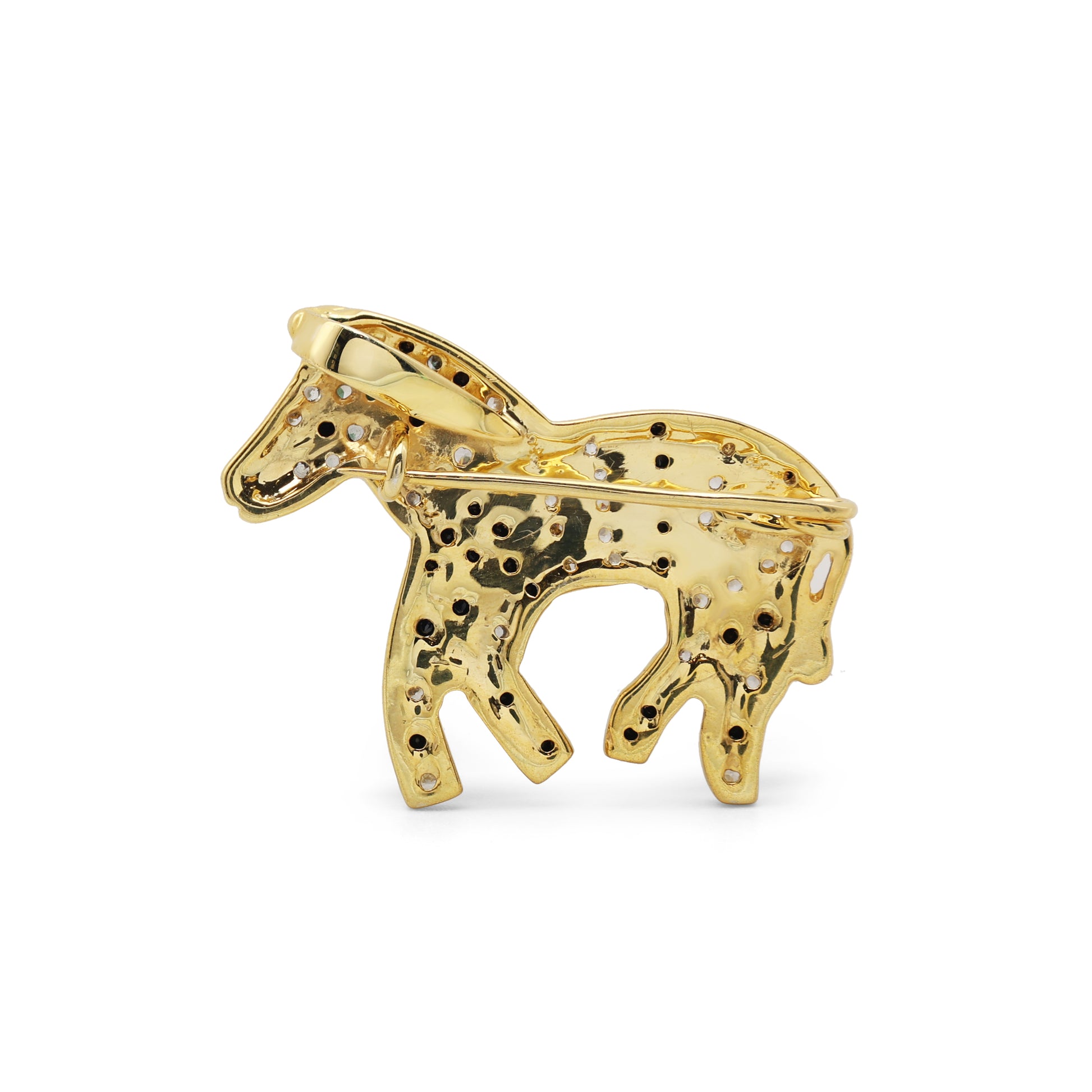 925 Silver Zebra Brooch | Cubic Zirconia & Black Spinel Stones Back View