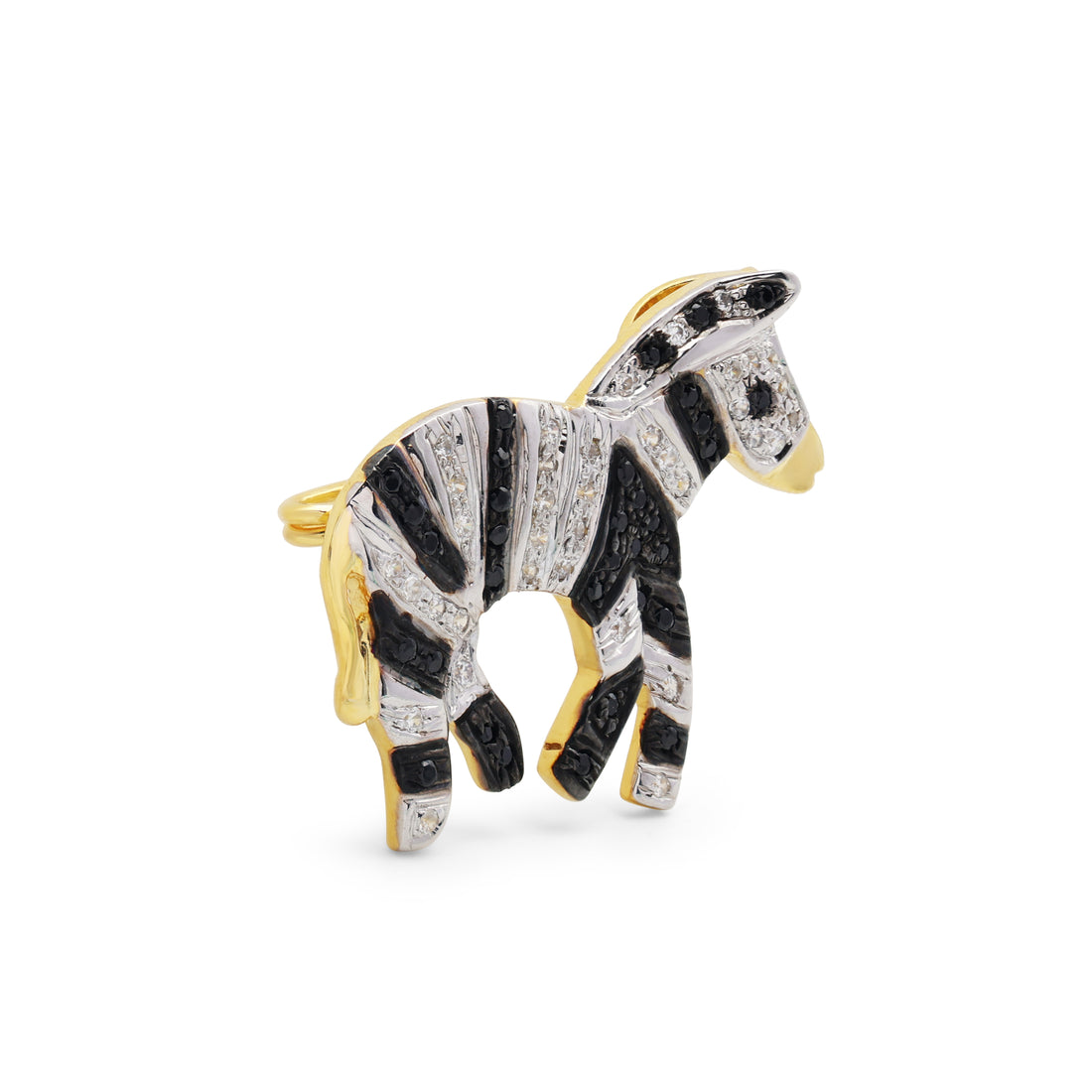 925 Silver Zebra Brooch | Cubic Zirconia & Black Spinel Stones
