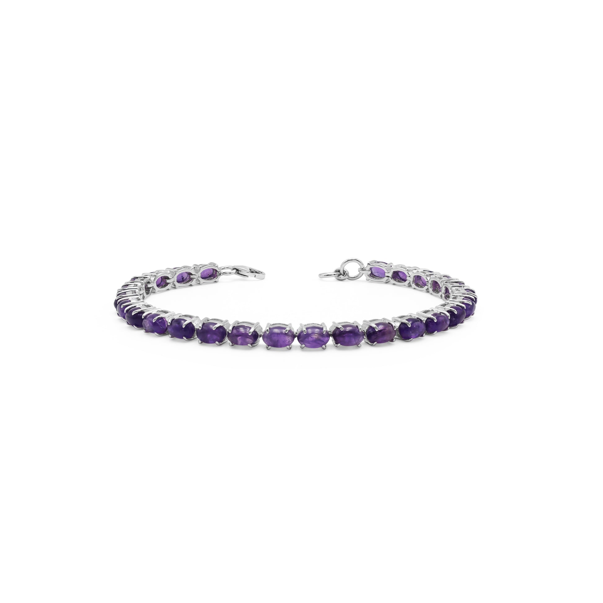 925 Sterling Silver 18K Rhodium Plated Amethyst Bracelet For Women Open Hook