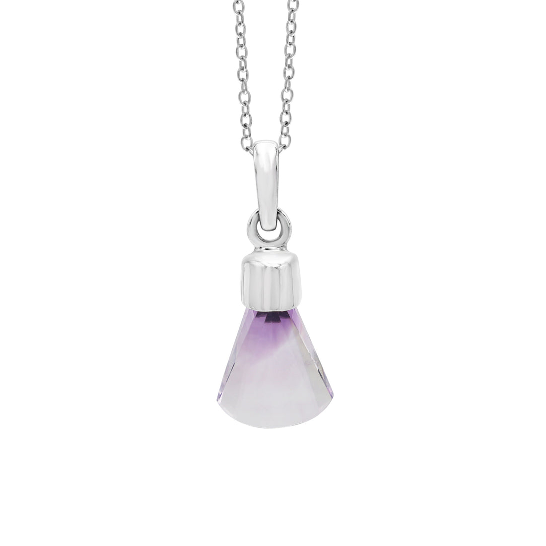 925 Sterling Silver 18K Rhodium Plated Fancy Amethyst Pendant