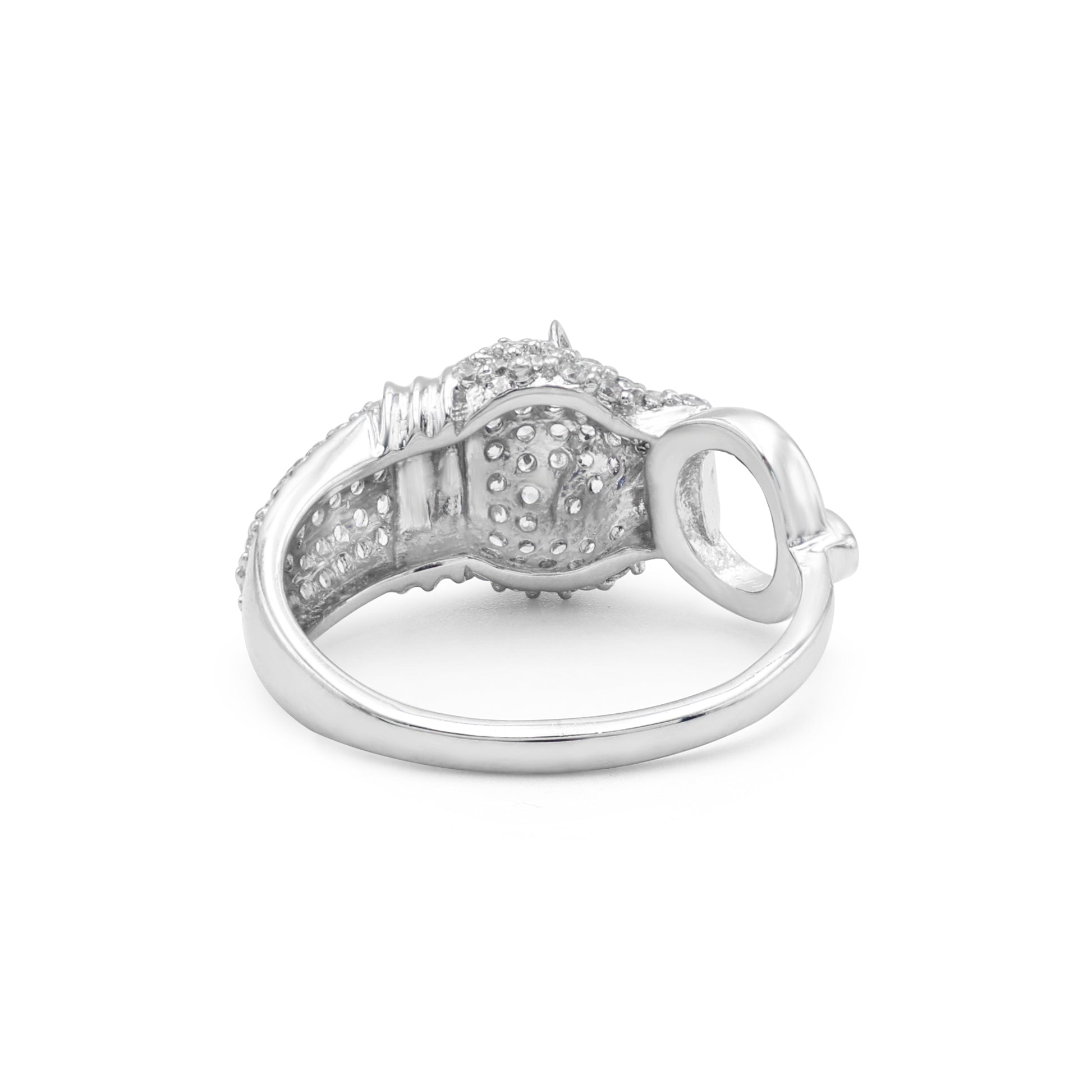 925 Sterling Silver 18K Rhodium Plated Panther Ring Back View La Joyeria