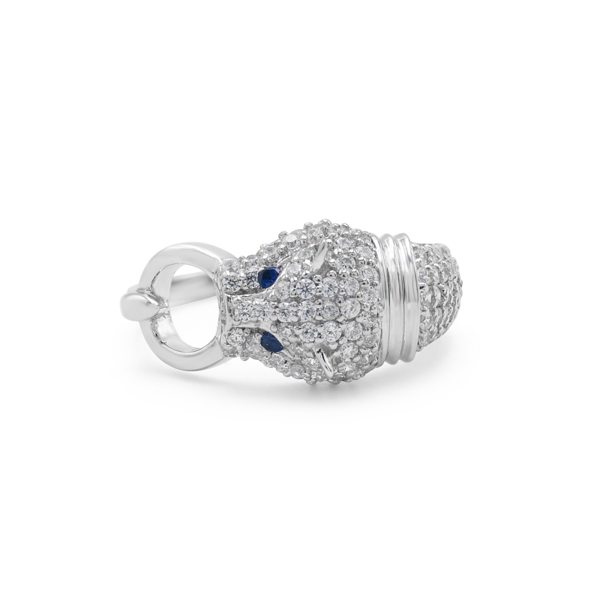 925 Sterling Silver 18K Rhodium Plated Panther Ring La Joyeria