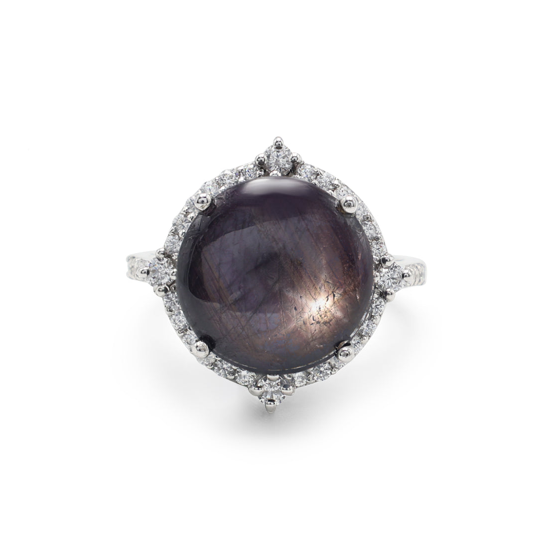 925 Sterling Silver 18K Rhodium Plated Ruby Ring