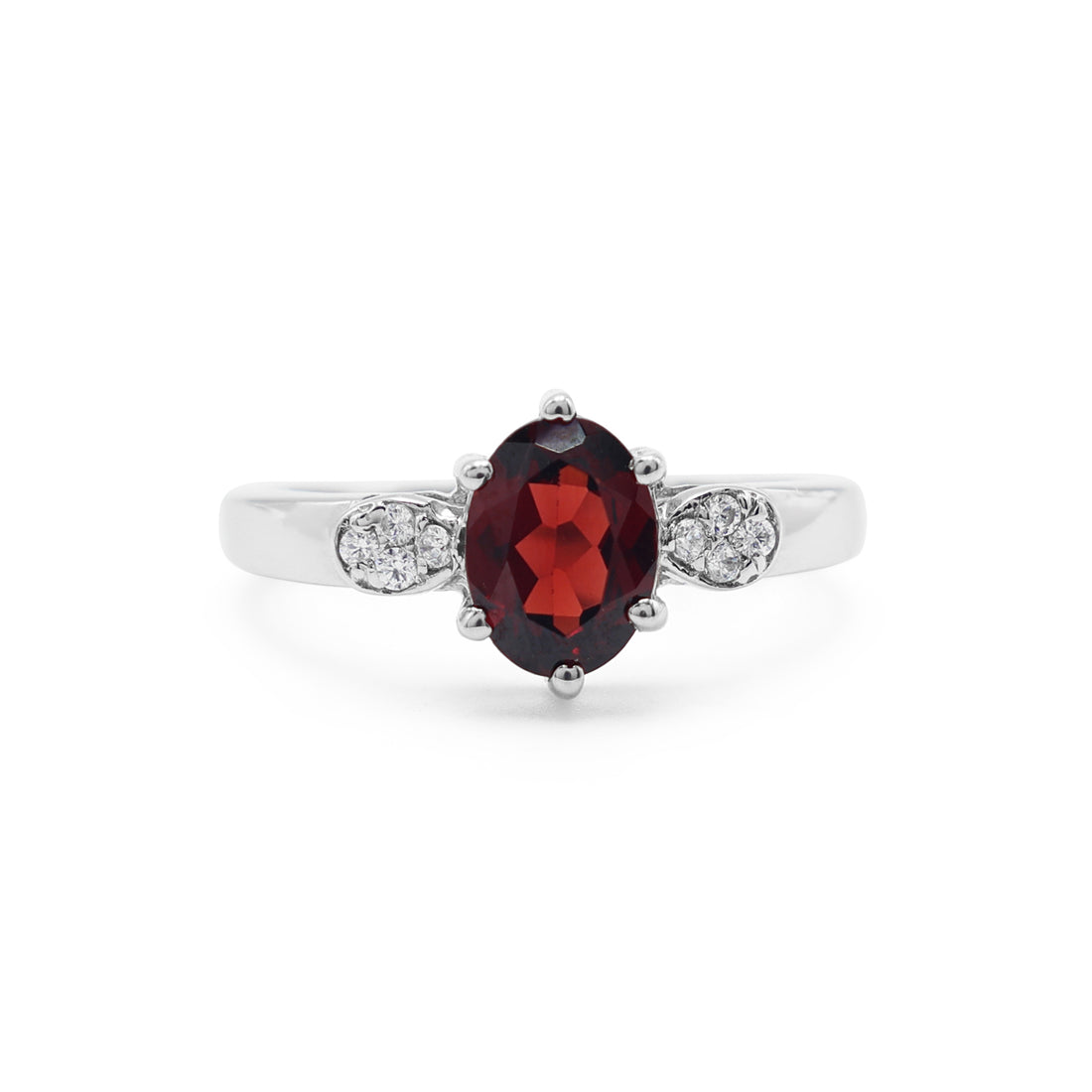 925 Sterling Silver 18K Rhodium Plated Three Stone Ring La Joyeria