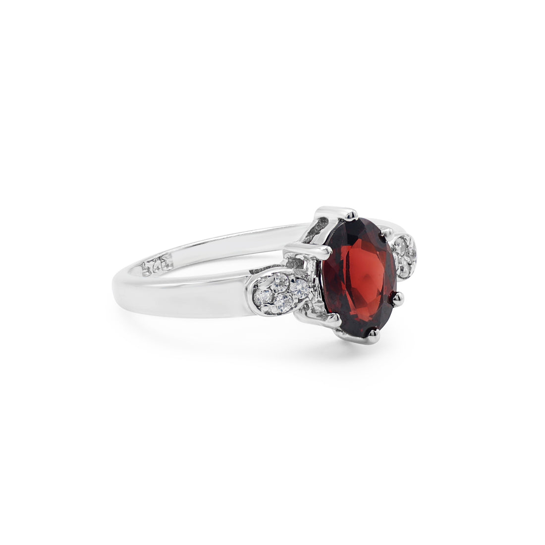 925 Sterling Silver 18K Rhodium Plated Three Stone Ring La Joyeria