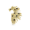 925 Sterling Silver Abstract Brooch | Yellow Gold Plated | Black Onyx Stone