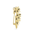 925 Sterling Silver Abstract Brooch | Yellow Gold Plated | Black Onyx Stone Side Image