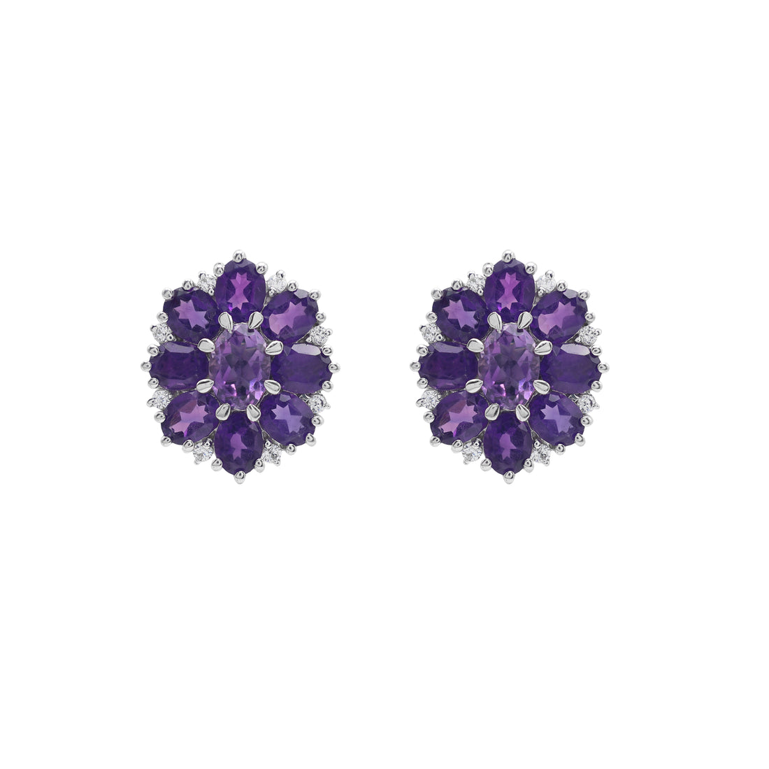 925 Sterling Silver Amethyst Earrings | Cubic Zirconia & Amethyst Stone