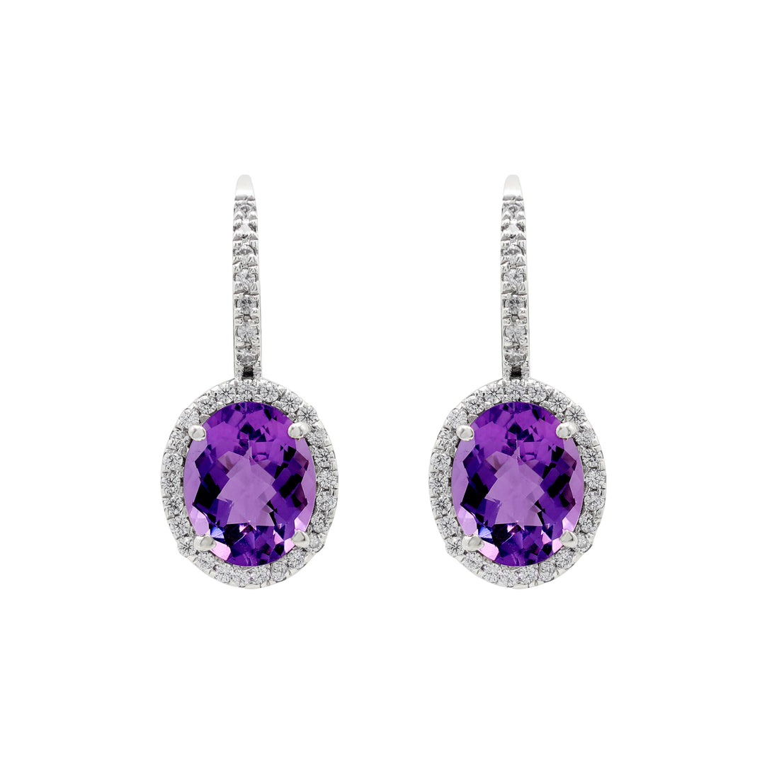 925 Sterling Silver Amethyst Earrings | Cubic Zirconia & Amethyst Stones