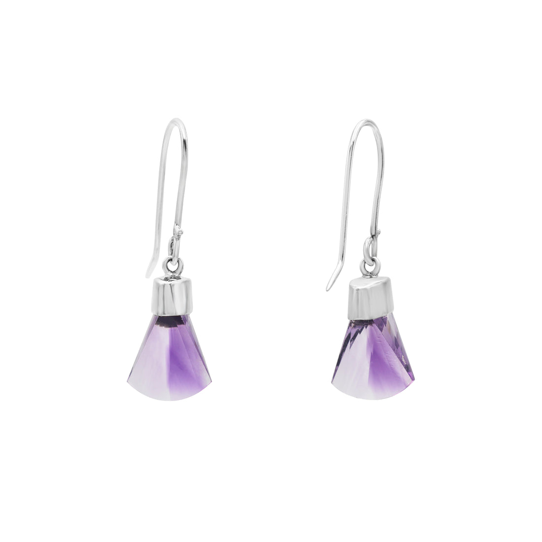 925 Sterling Silver Amethyst Hanging Earrings