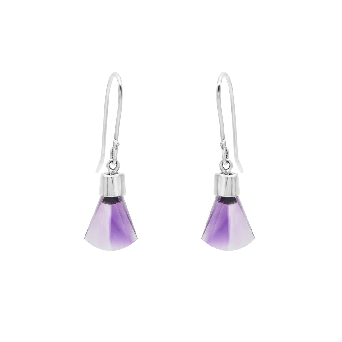 925 Sterling Silver Amethyst Hanging Earrings