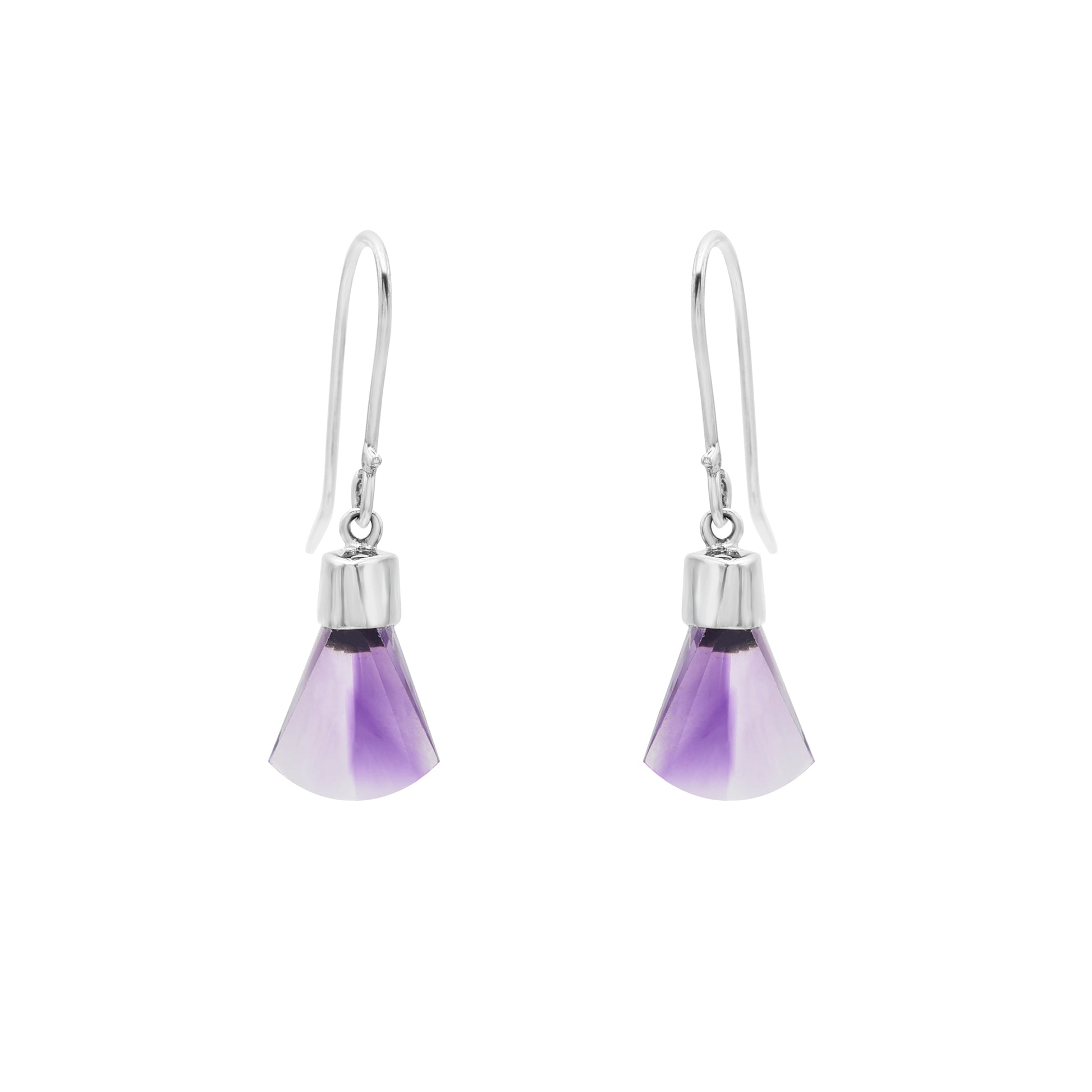925 Sterling Silver Amethyst Hanging Earrings Side View