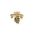 925 Sterling Silver Bee Brooch | Cubic Zirconia, Lab-Grown Green Stone & Black Spinel Back Image 