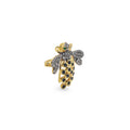 925 Sterling Silver Bee Brooch | Cubic Zirconia, Lab-Grown Green Stone & Black Spinel Side Image 