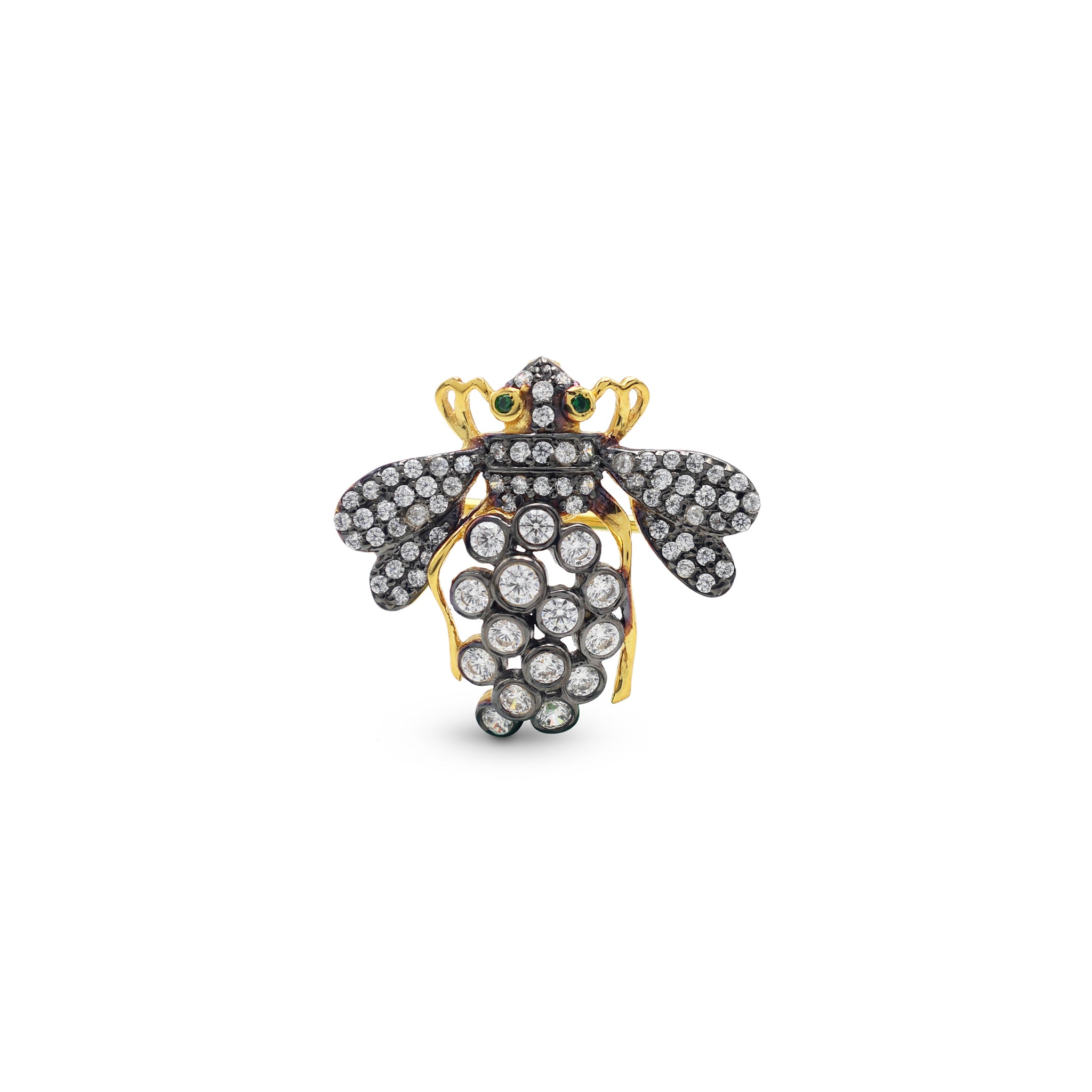 925 Sterling Silver Bee Brooch | Yellow Gold & Black Rhodium Plated