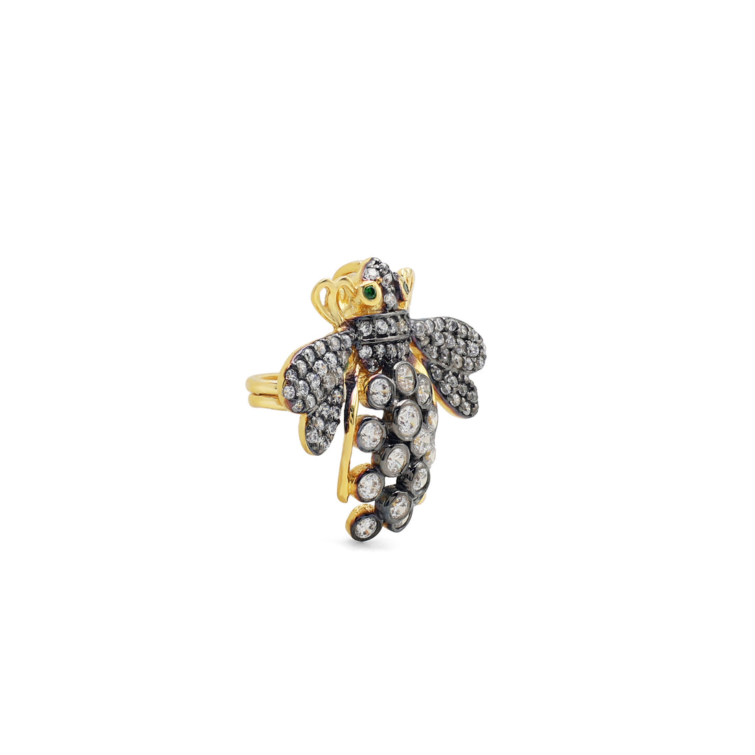 925 Sterling Silver Bee Brooch | Yellow Gold & Black Rhodium Plated