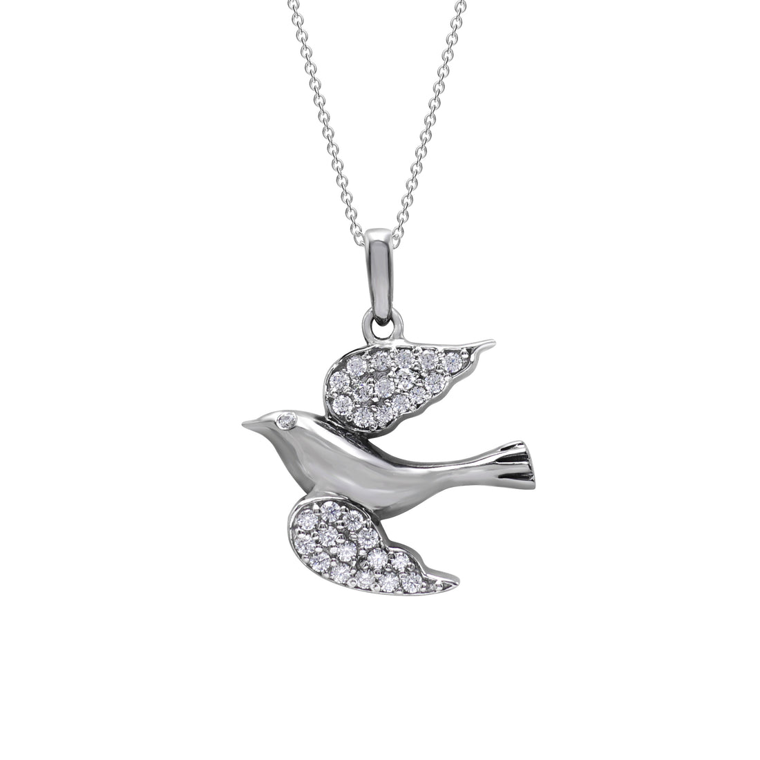 925 Sterling Silver Bird Pendant With Cubic Zirconia Stones
