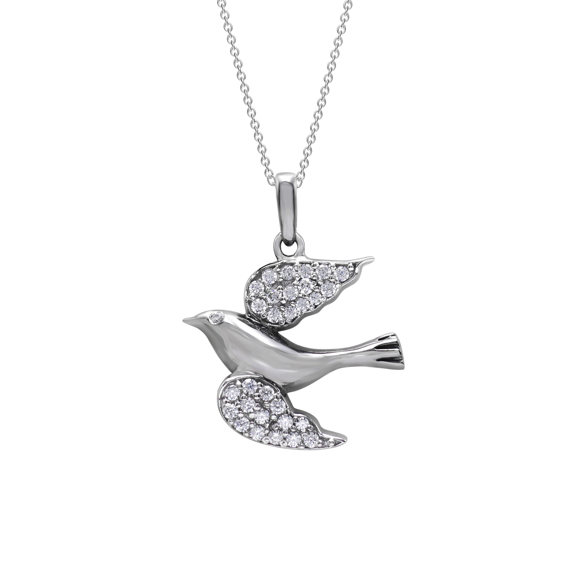 925 Sterling Silver Bird Pendant With Cubic Zirconia Stones