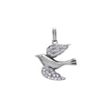 925 Sterling Silver Bird Pendant With Cubic Zirconia Stones Front View