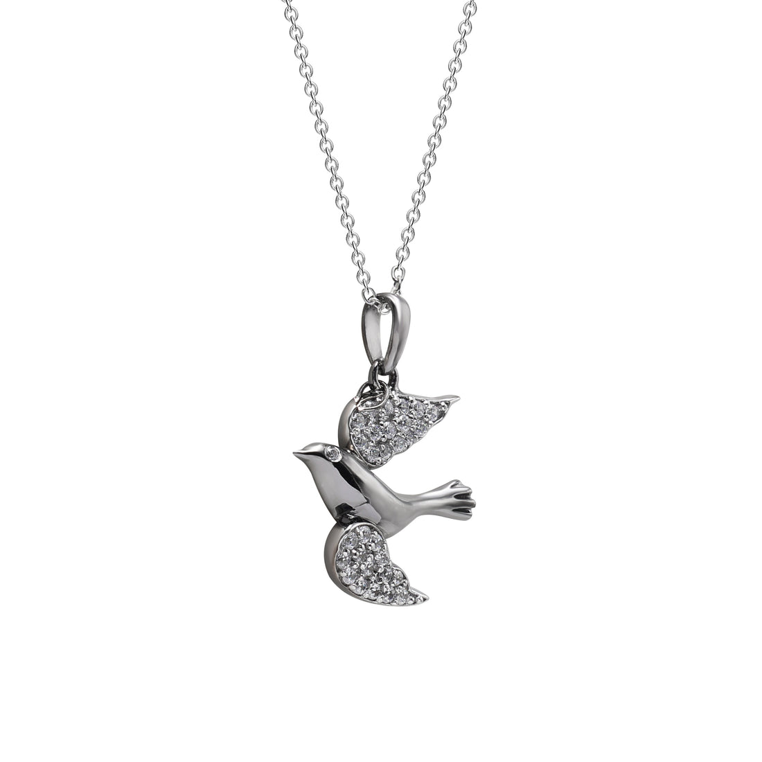 925 Sterling Silver Bird Pendant With Cubic Zirconia Stones
