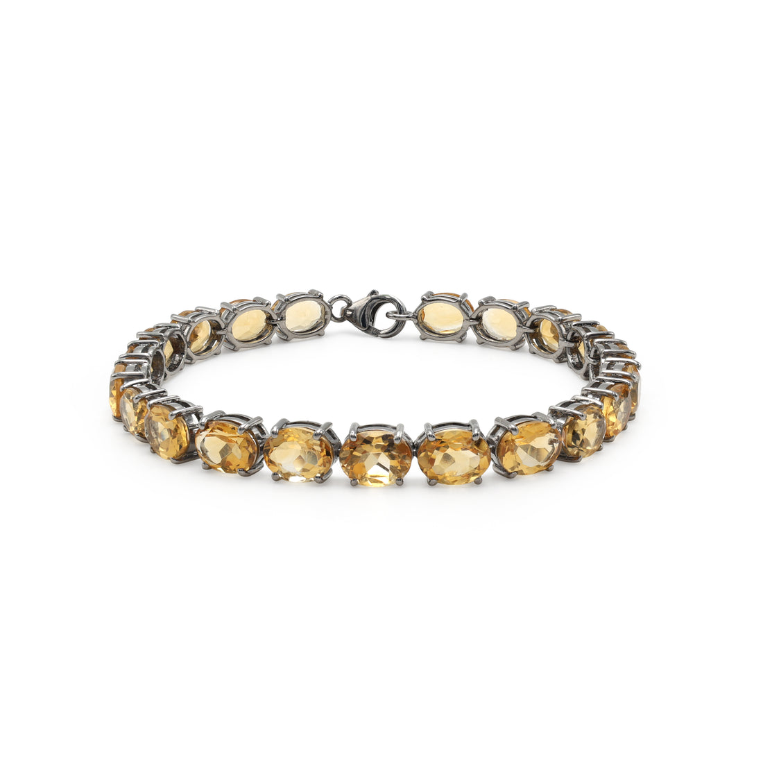 925 Sterling Silver Black Gold Plated Citrine Bracelet