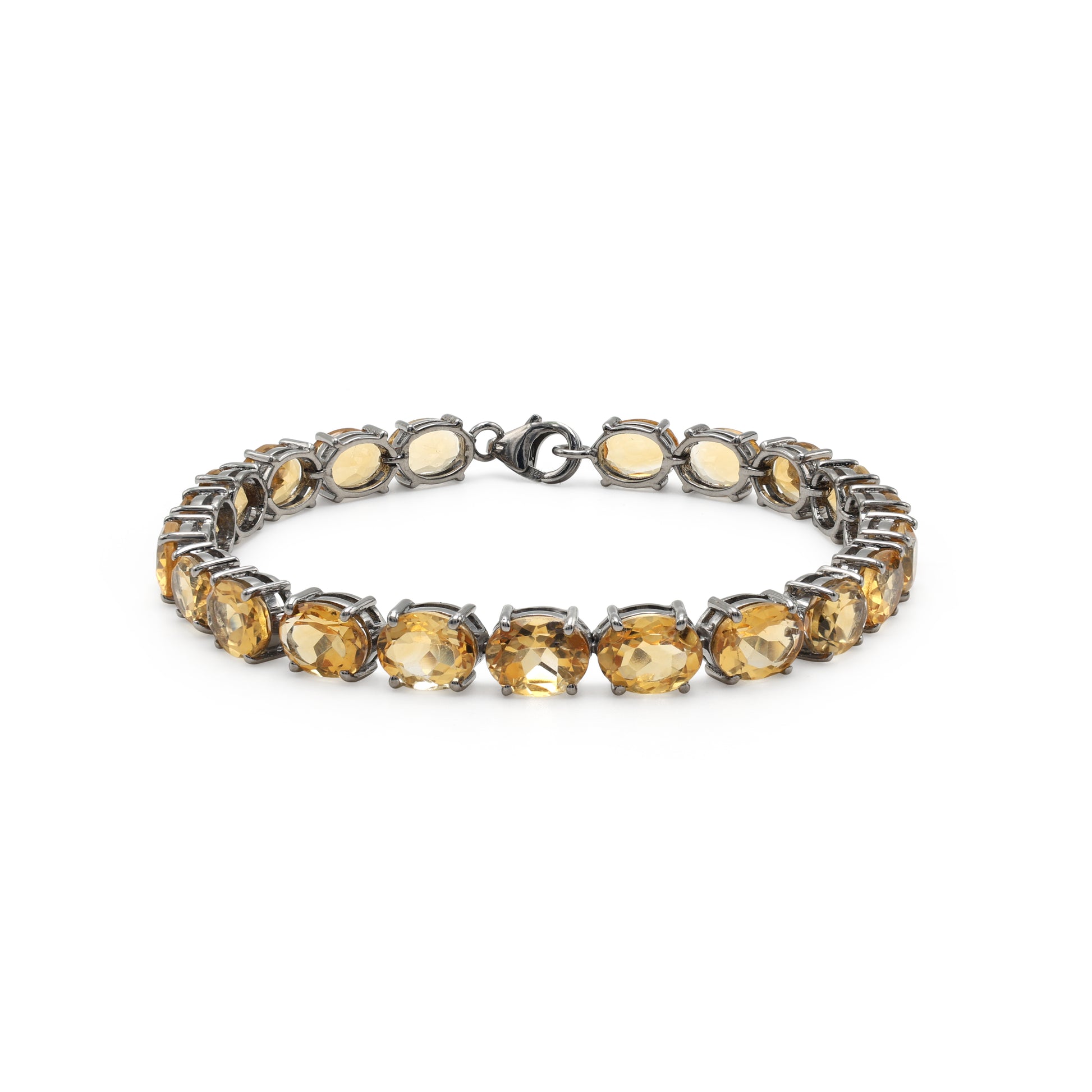 925 Sterling Silver Black Gold Plated Citrine Bracelet