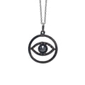 925 Sterling Silver Black Onyx Evil Eye Black Spinel Pendant Back View La Joyeria