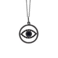 925 Sterling Silver Black Onyx Evil Eye Black Spinel Pendant La Joyeria