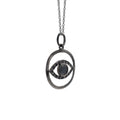 925 Sterling Silver Black Onyx Evil Eye Black Spinel Pendant Side View La Joyeria