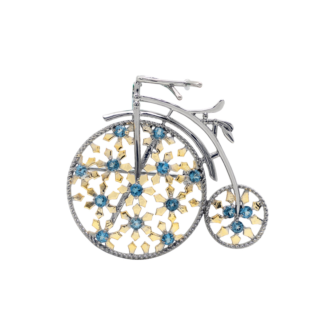 925 Sterling Silver Black Rhodium Vintage Cycle Brooch