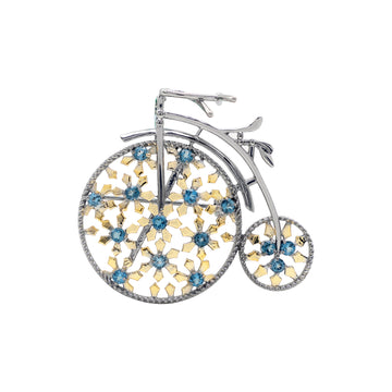 925 Sterling Silver Black Rhodium Vintage Cycle Brooch