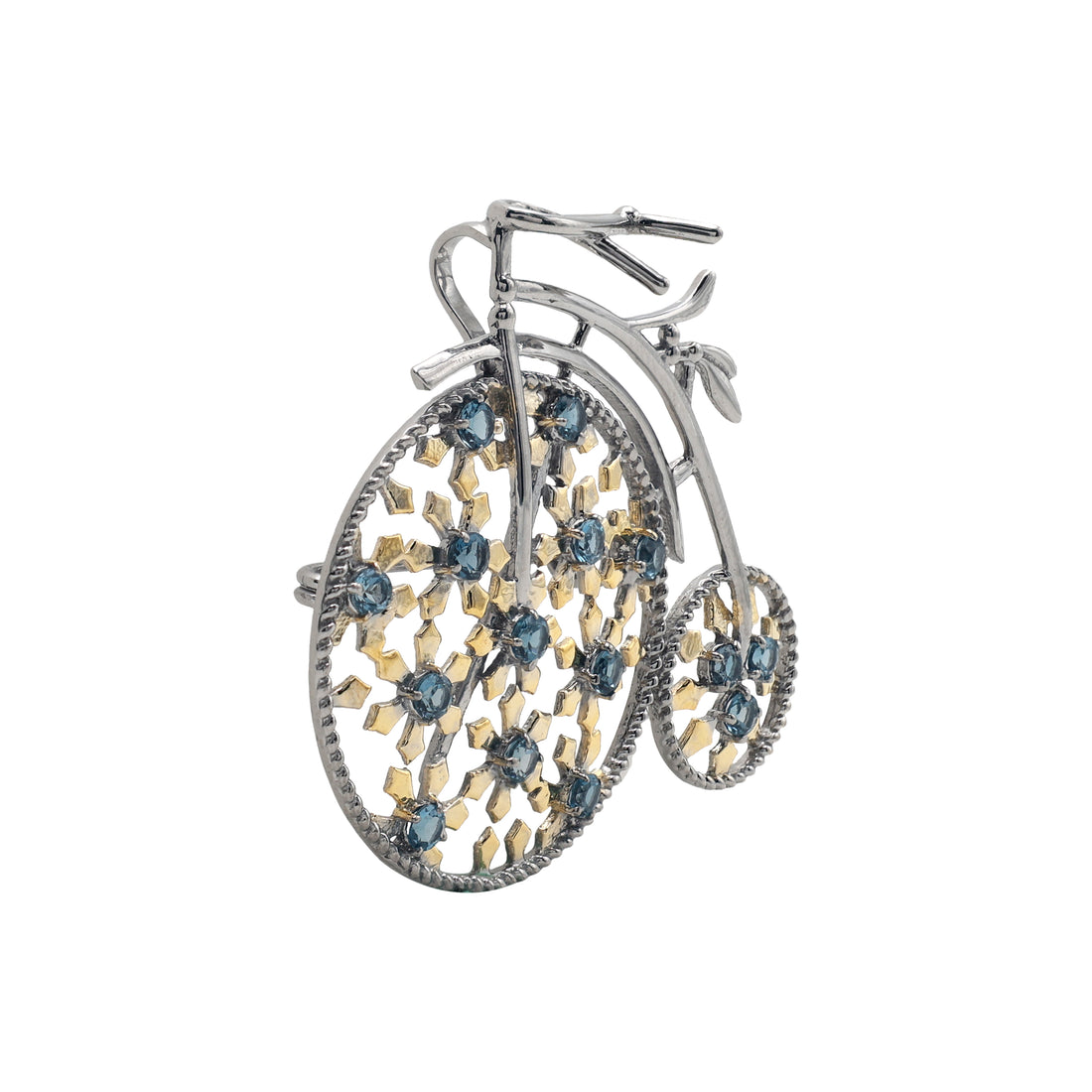 925 Sterling Silver Black Rhodium Vintage Cycle Brooch