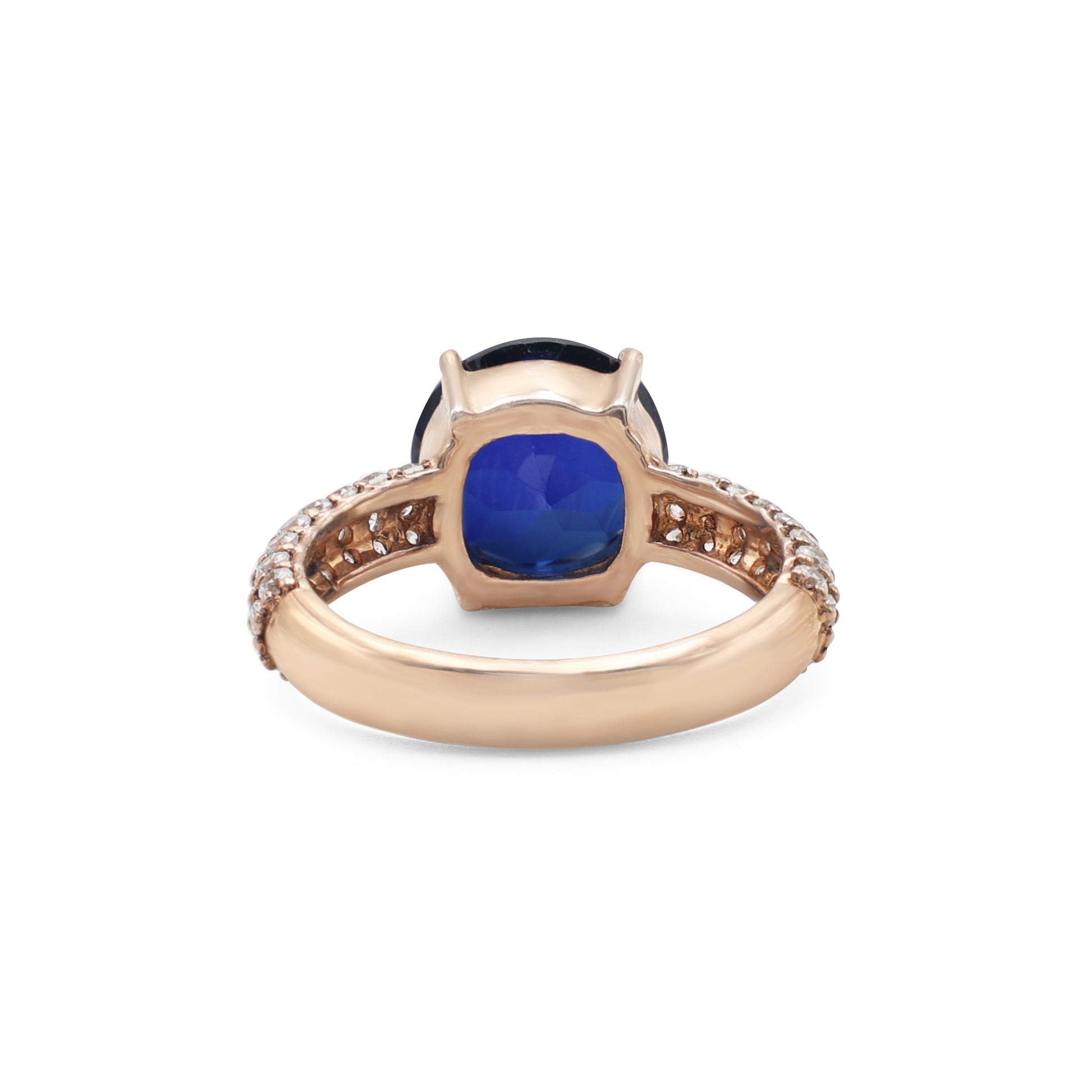 925 Sterling Silver Blue Stone Halo Ring Back View La Joyeria