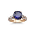 925 Sterling Silver Blue Stone Halo Ring Front View La Joyeria