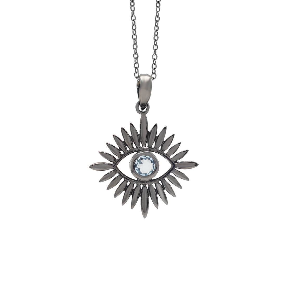 925 Sterling Silver Blue Topaz Eye Pendant La Joyeria