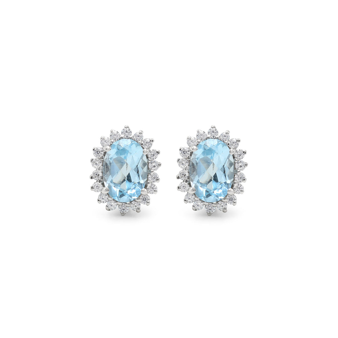 925 Sterling Silver Blue Topaz Pendant Set