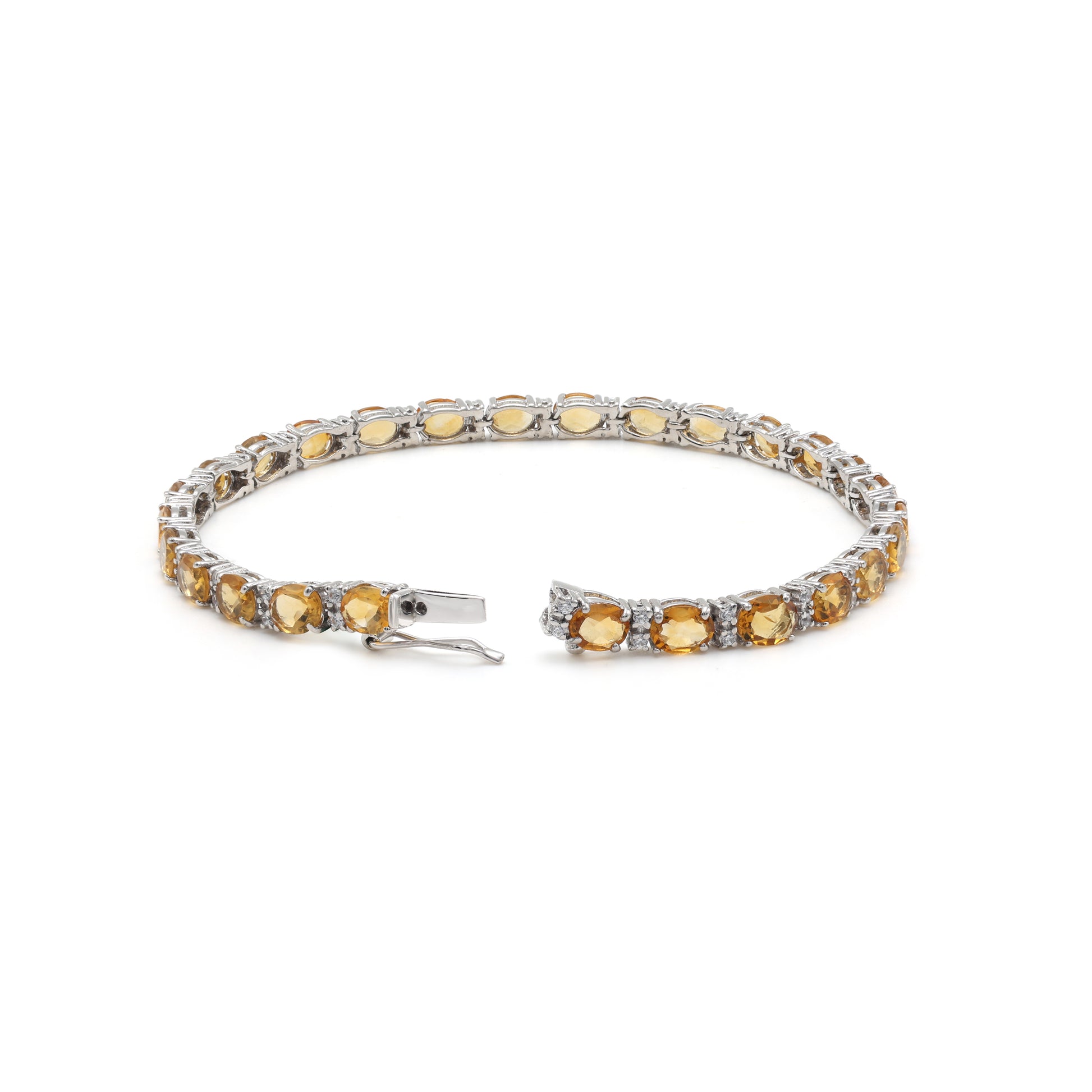 925 Sterling Silver Citrine & Cubic Zirconias Bracelet 2