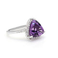 925 Sterling Silver Cubic Zirconia & Amethyst Ring