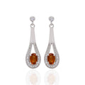 925 Sterling Silver Cubic Zirconia & Citrine Dangle Earrings