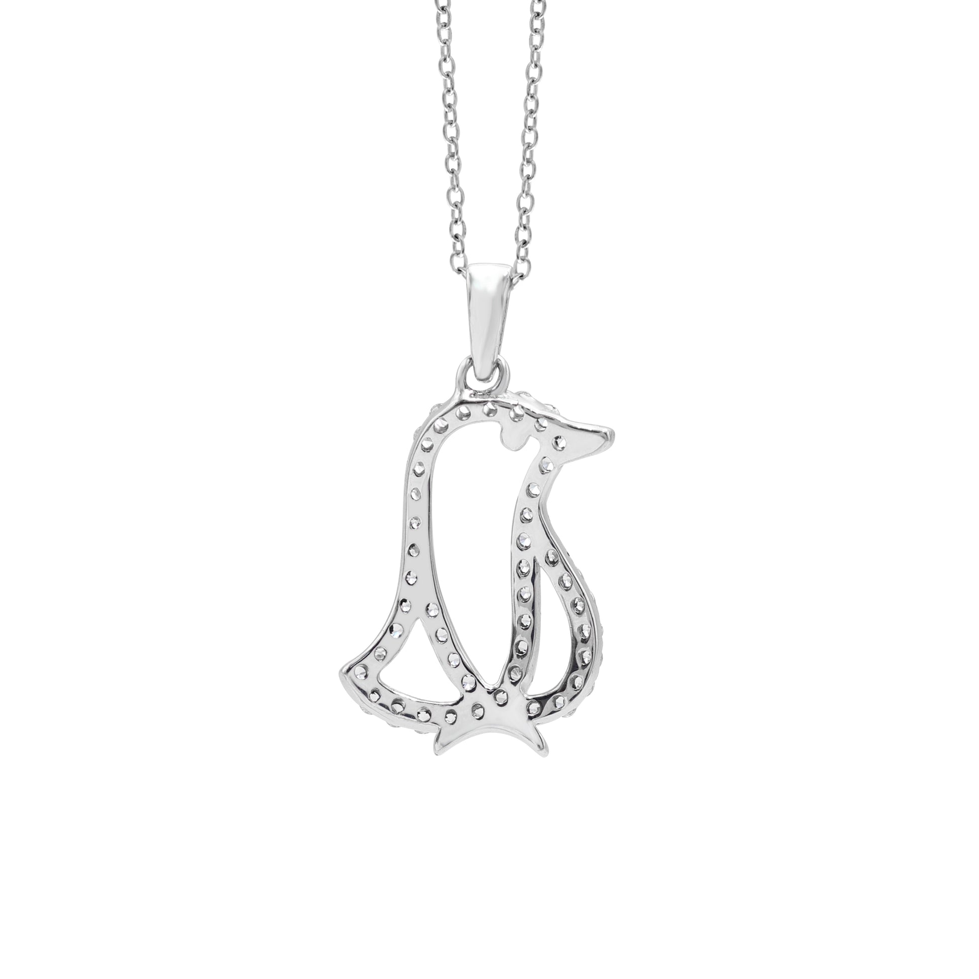925 Sterling Silver Cubic Zirconias Animal Pendant Back View
