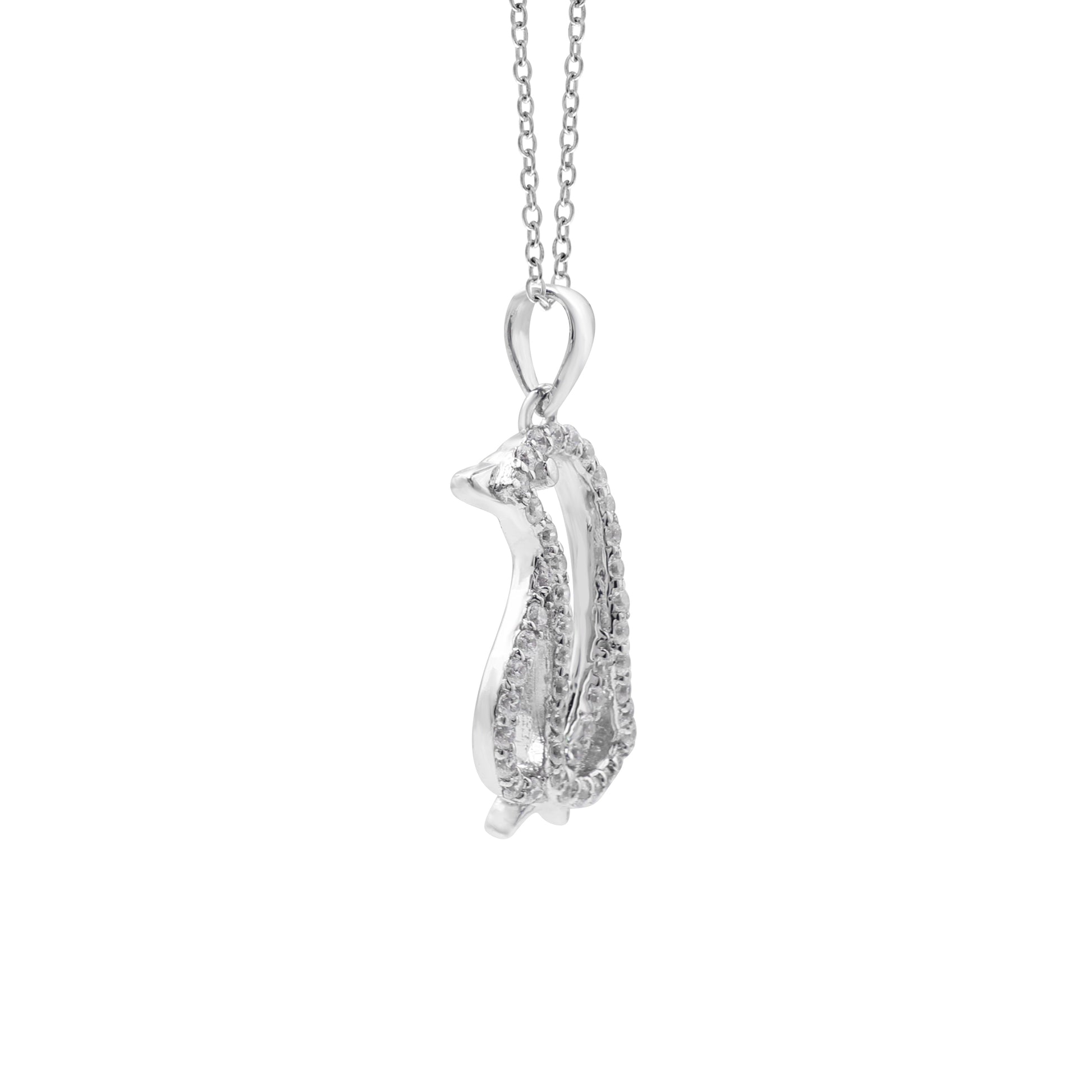 925 Sterling Silver Cubic Zirconias Animal Pendant Side View