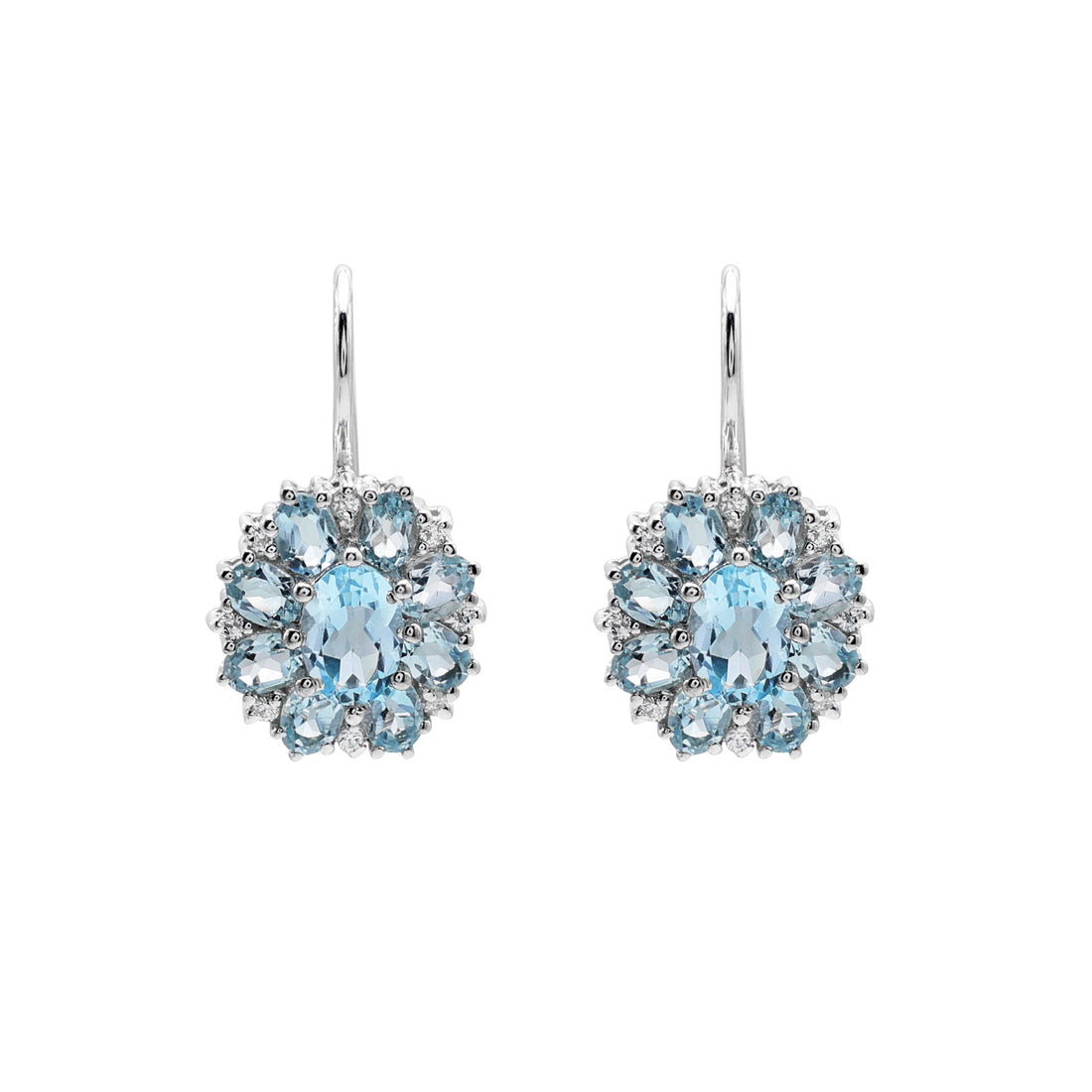 925 Sterling Silver Cubic Zirconias Blue Topaz Earrings